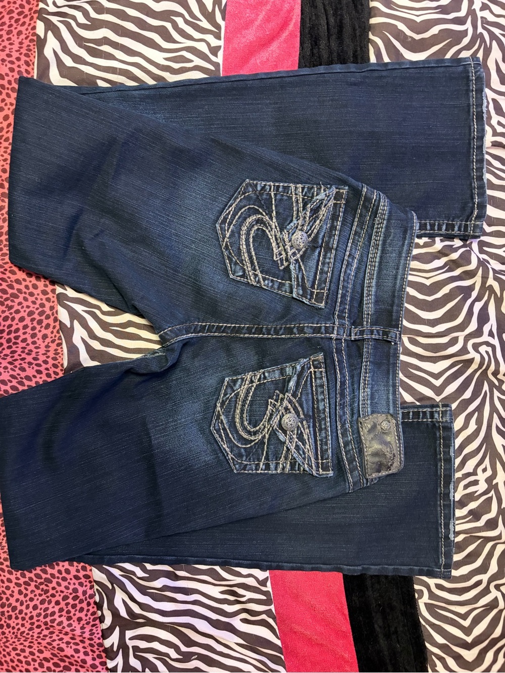 Silver Dark Blue Women low rise Denim Jeans with Contrast Stitching